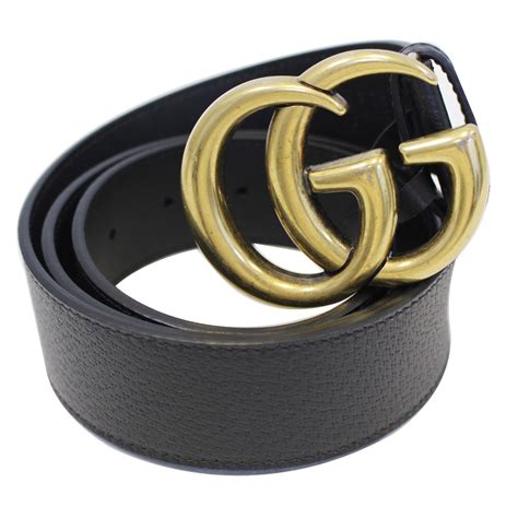 Gucci black leather belt with double G buckle size 70 